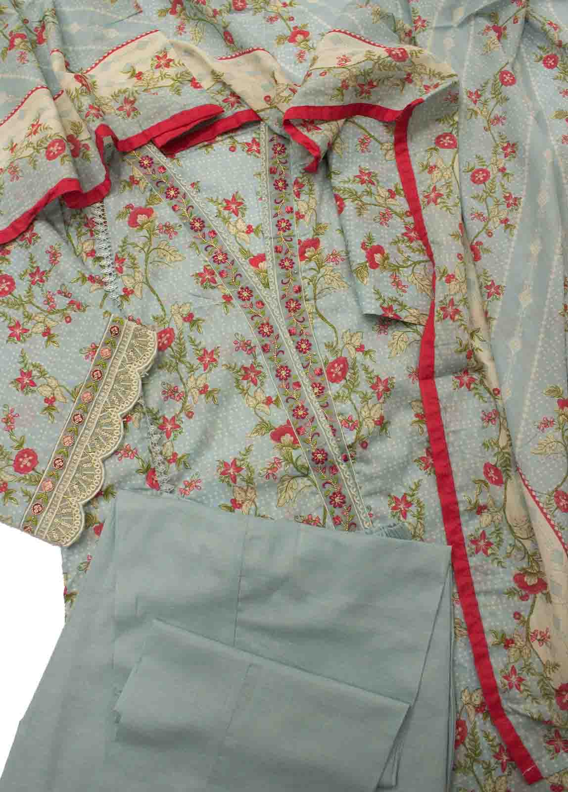 Bin Saeed Fabric - FR-0601- 3 Piece Embroidered Frock Style