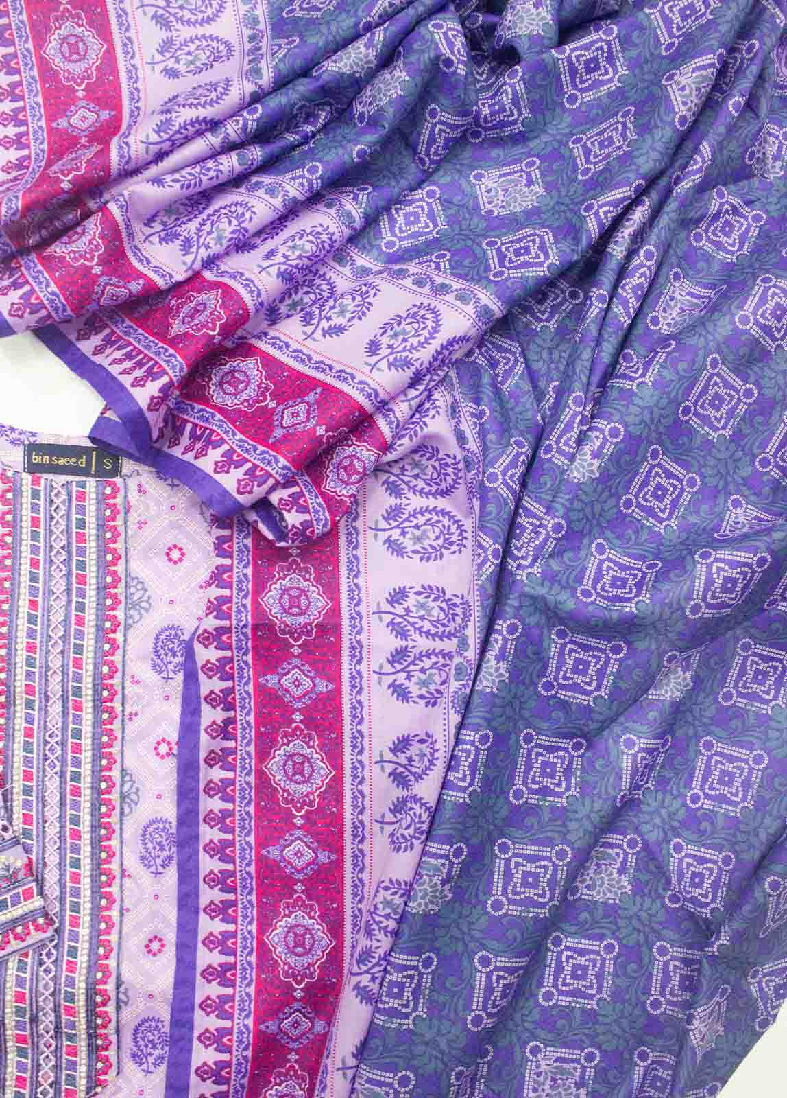 Bin Saeed Fabric - FR-0603- 3 Piece Embroidered Frock Style