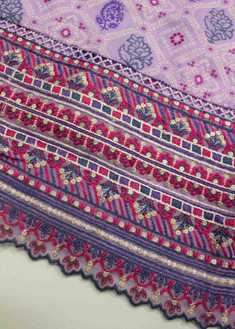 Bin Saeed Fabric - FR-0603- 3 Piece Embroidered Frock Style