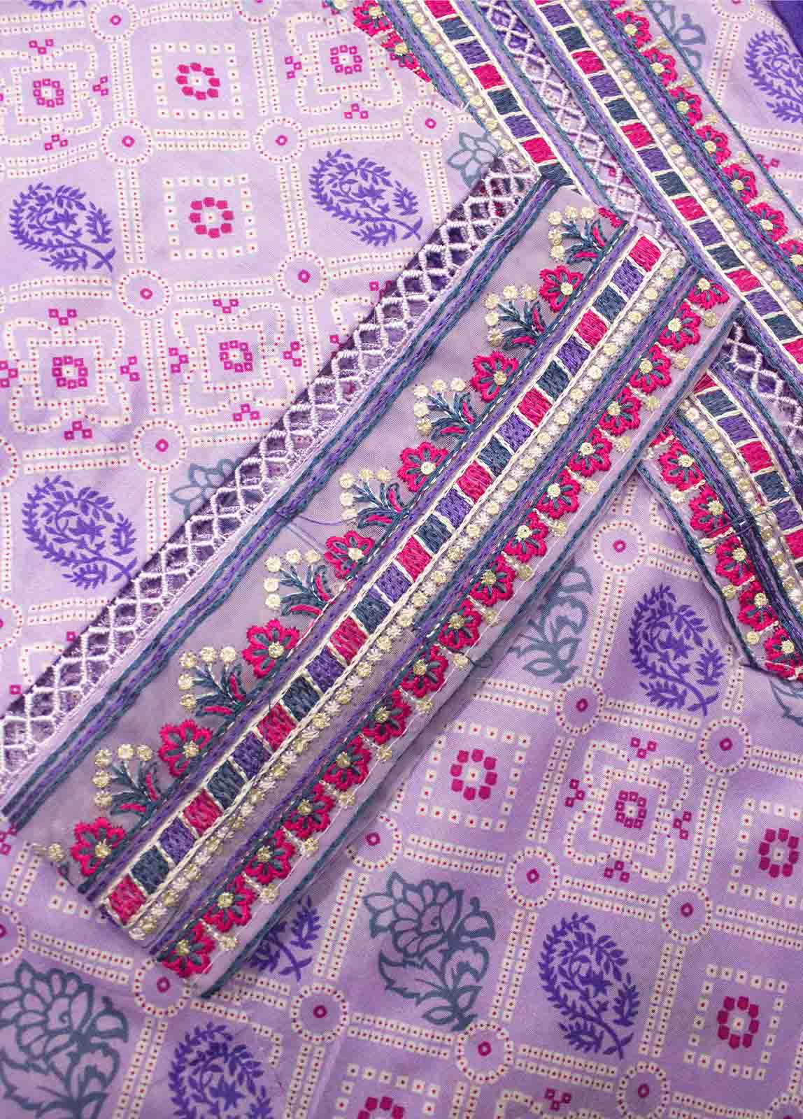 Bin Saeed Fabric - FR-0603- 3 Piece Embroidered Frock Style