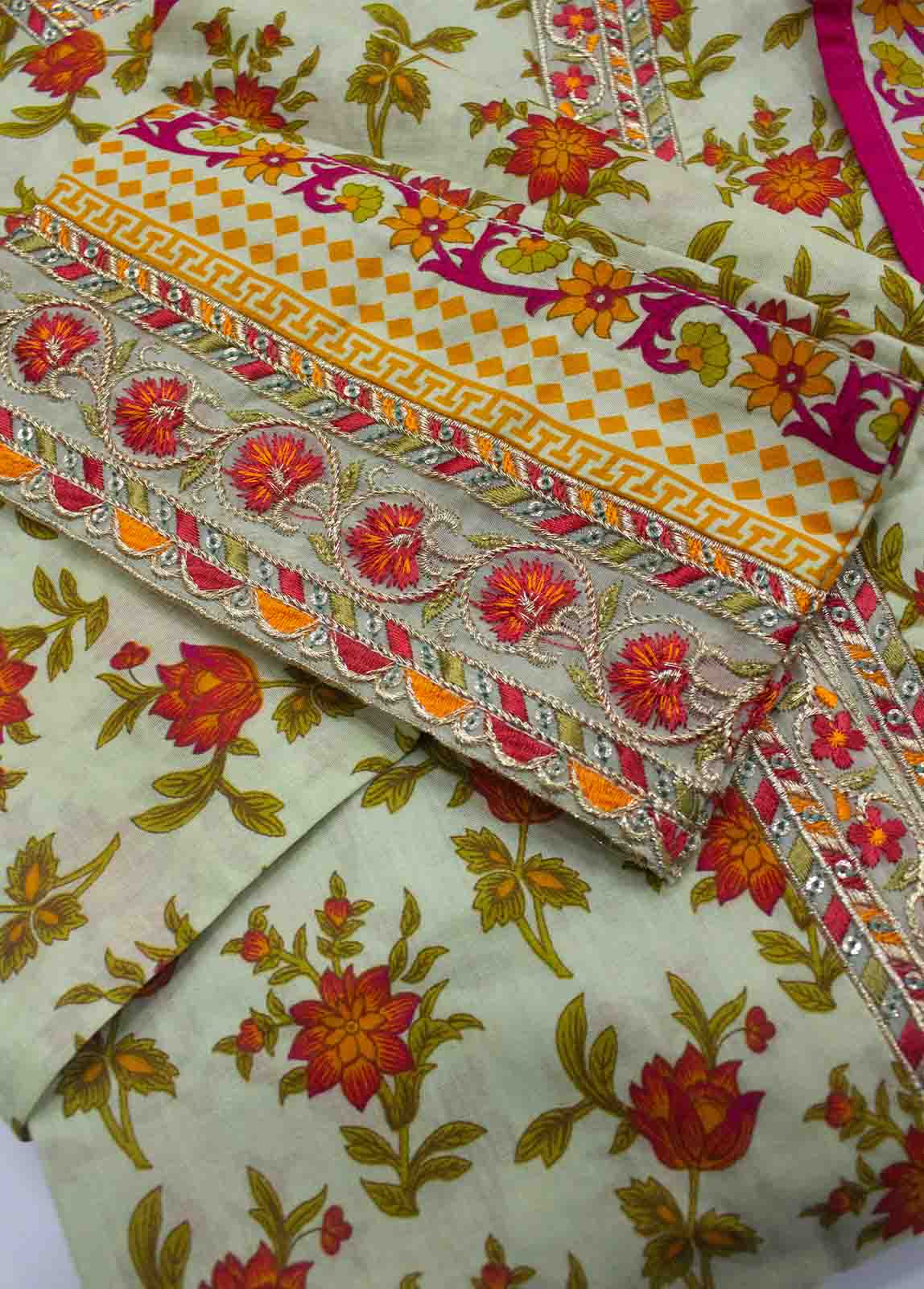 Bin Saeed Fabric - FR-0618- 3 Piece Embroidered Frock Style