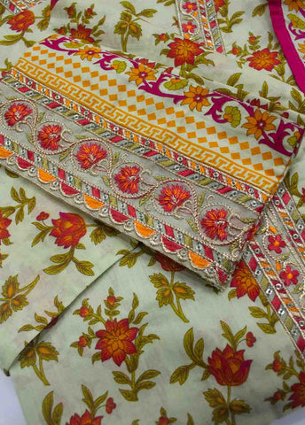 Bin Saeed Fabric - FR-0618- 3 Piece Embroidered Frock Style