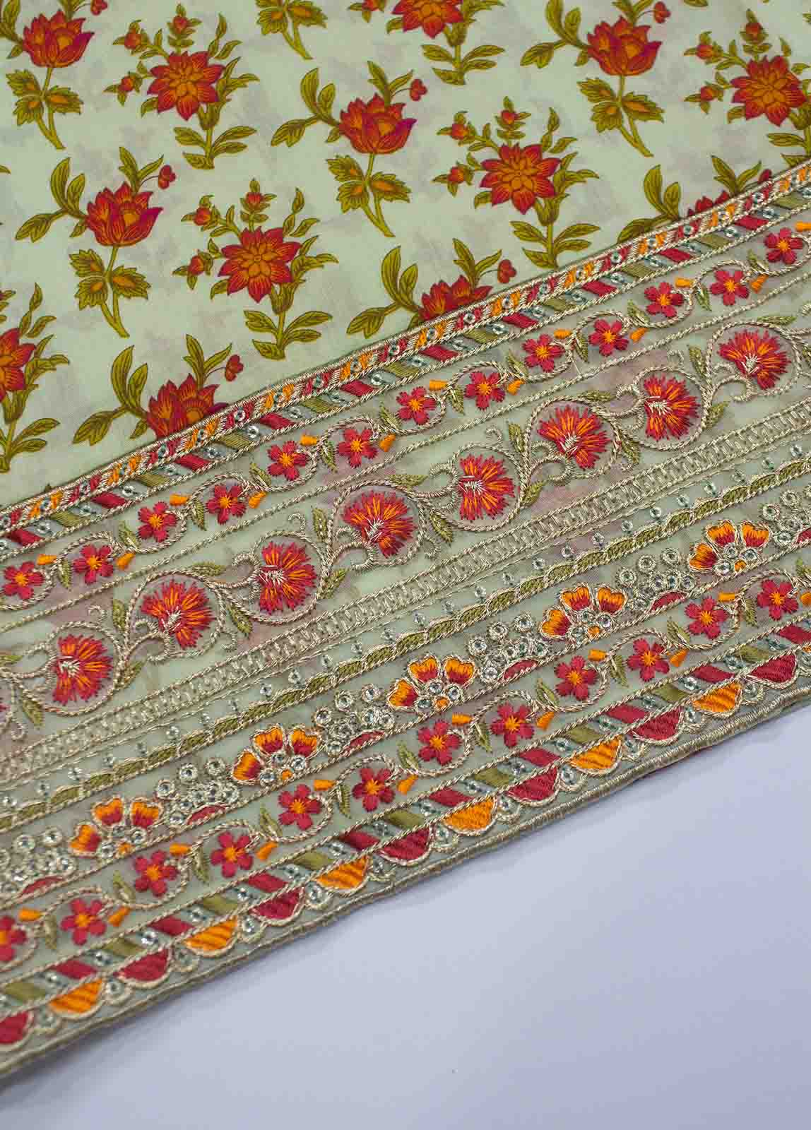 Bin Saeed Fabric - FR-0618- 3 Piece Embroidered Frock Style