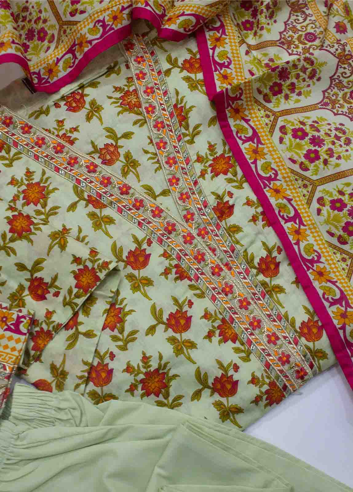 Bin Saeed Fabric - FR-0618- 3 Piece Embroidered Frock Style