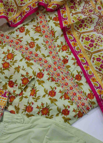 Bin Saeed Fabric - FR-0618- 3 Piece Embroidered Frock Style