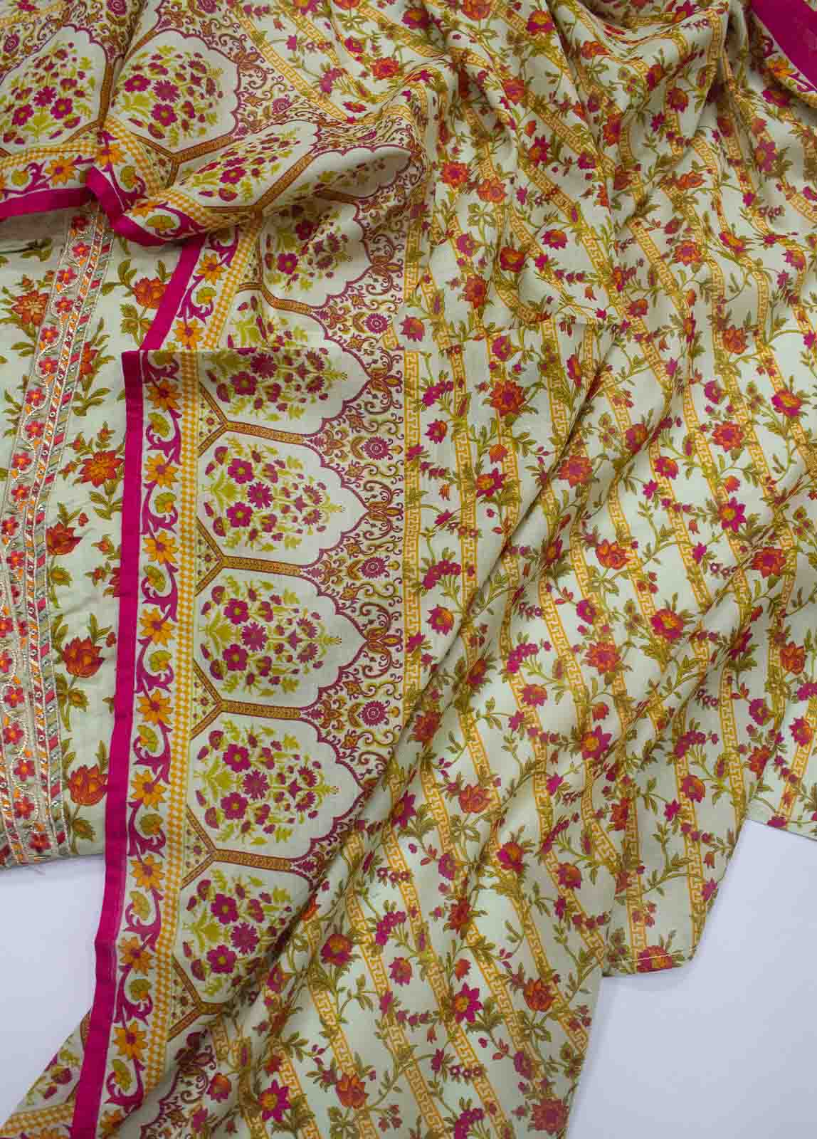 Bin Saeed Fabric - FR-0618- 3 Piece Embroidered Frock Style