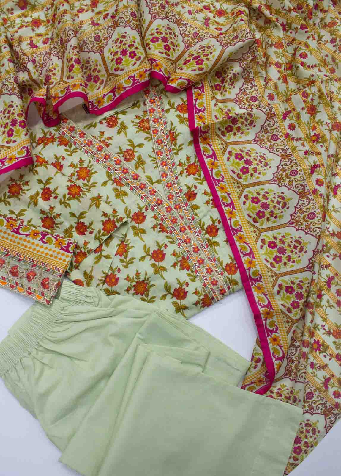 Bin Saeed Fabric - FR-0618- 3 Piece Embroidered Frock Style