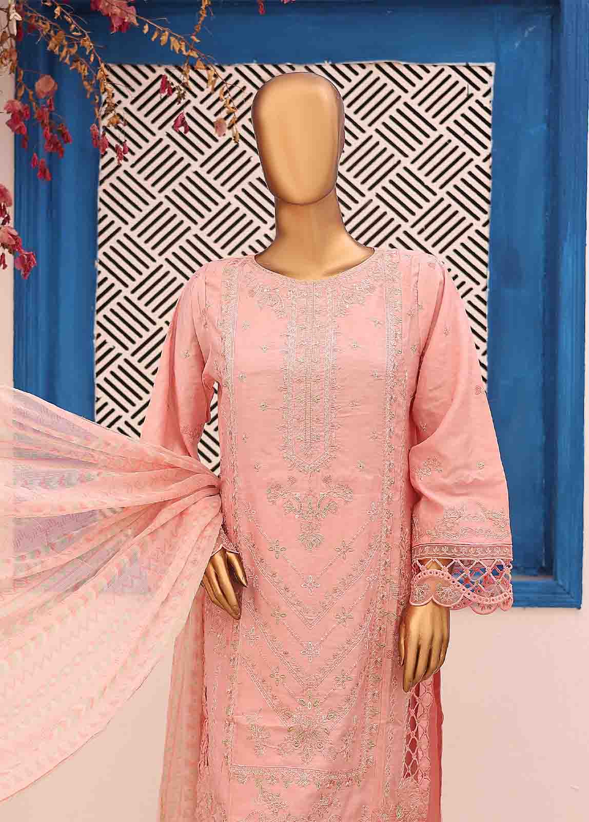 Bin Saeed Fabric - FSC-001- 3 Piece Embroidered Stitched Suit