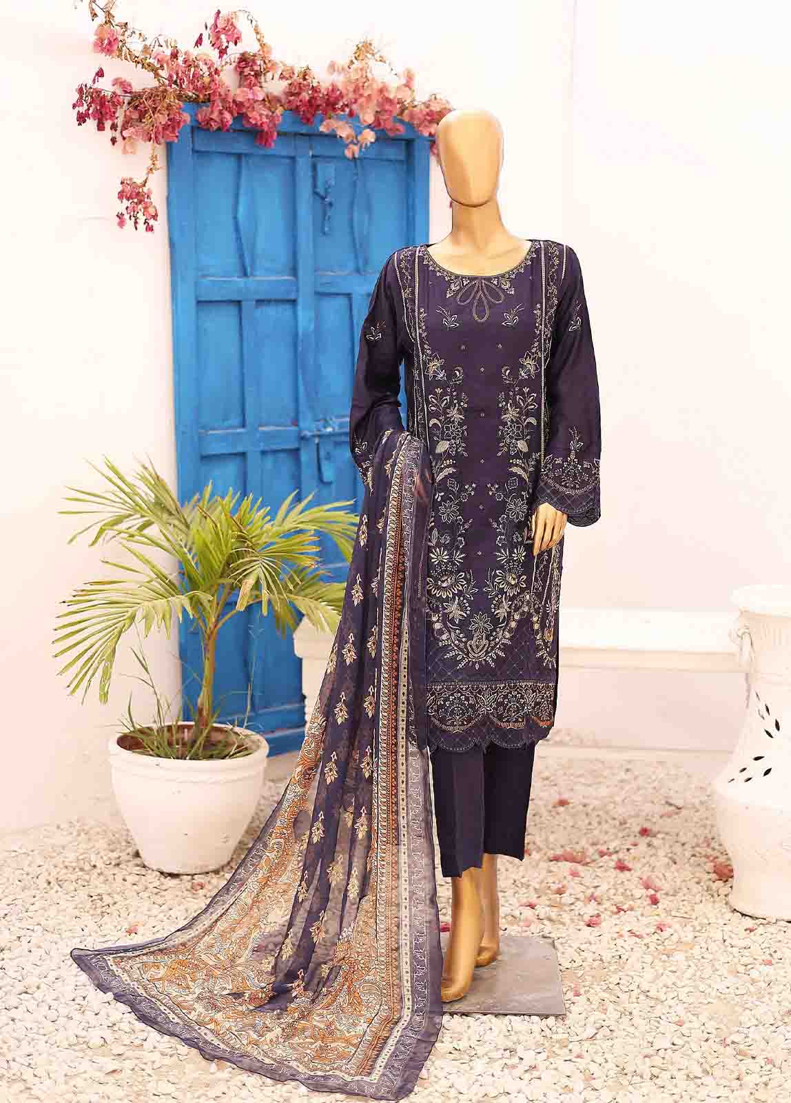 Bin Saeed Fabric - FSC-003- 3 Piece Embroidered Stitched Suit