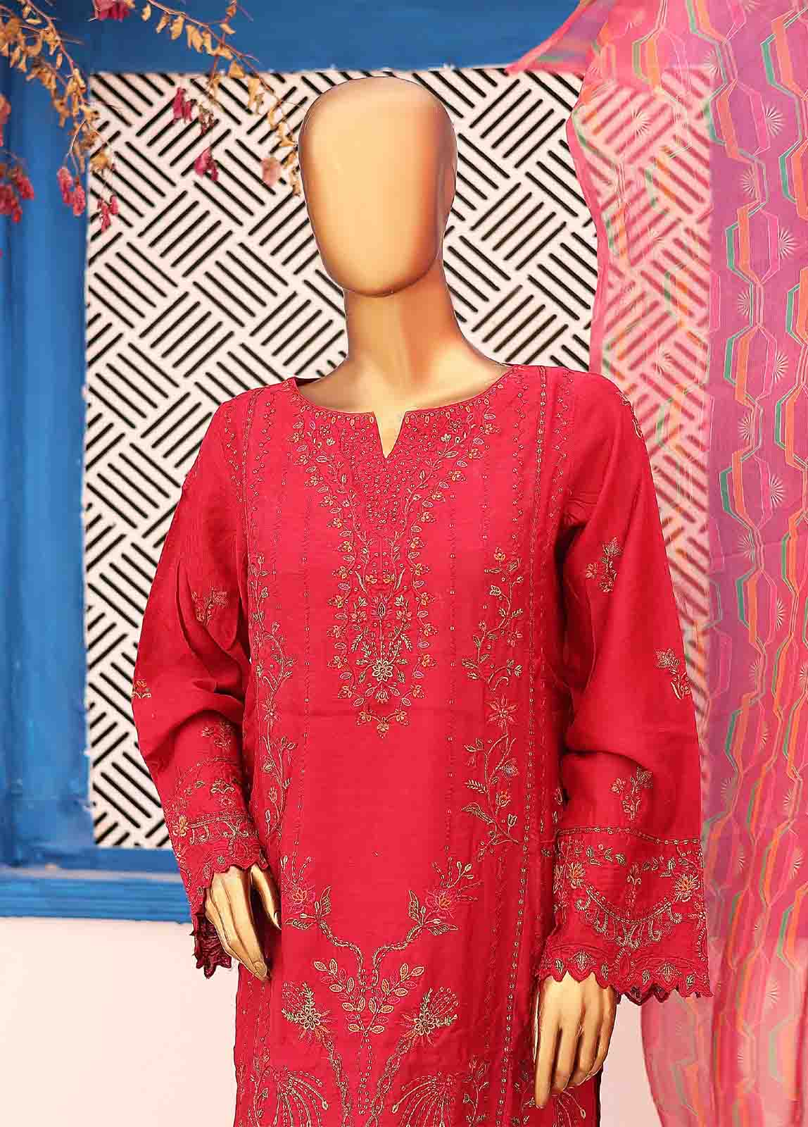 FSC-004- 3 Piece Embroidered Stitched Suit