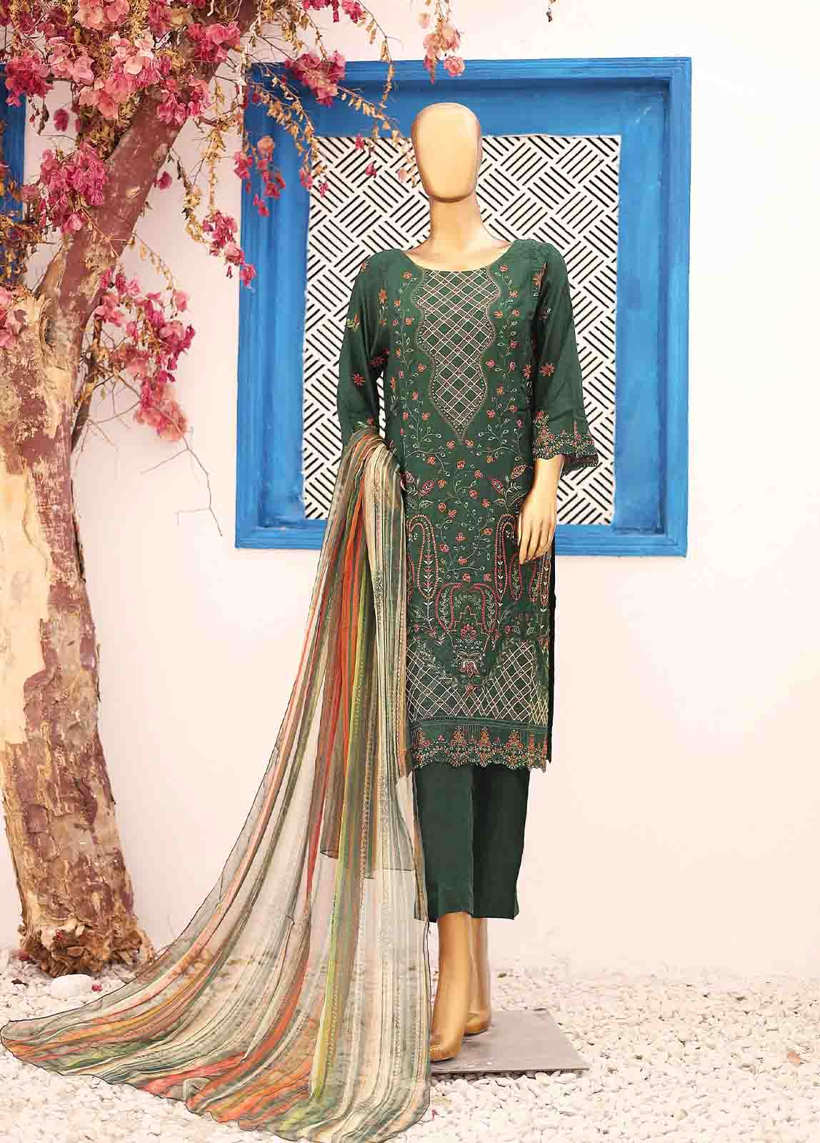 Bin Saeed Fabric - FSC-005- 3 Piece Embroidered Stitched Suit