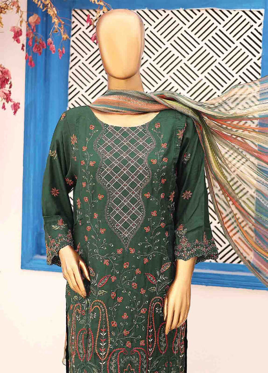 Bin Saeed Fabric - FSC-005- 3 Piece Embroidered Stitched Suit