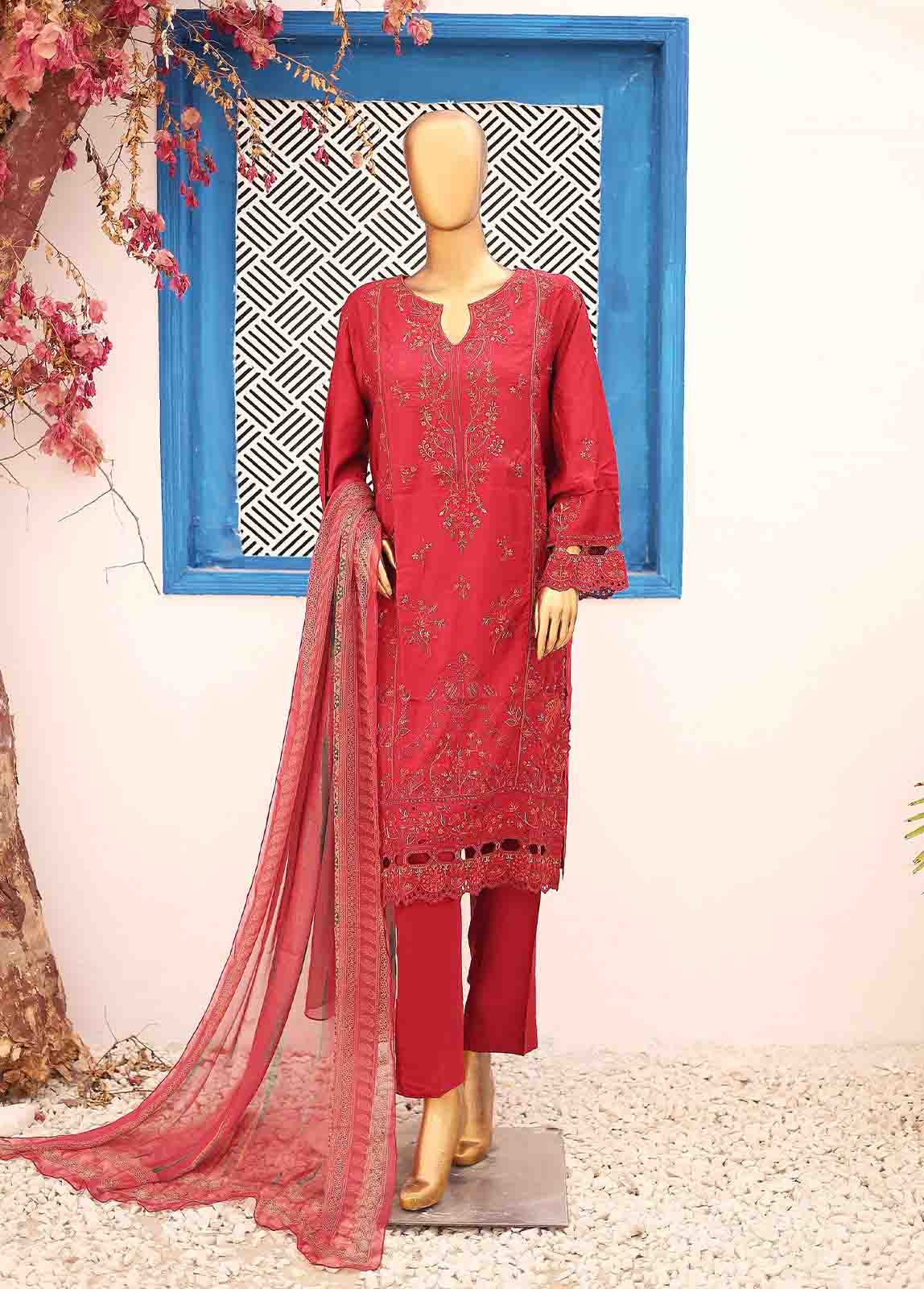 Bin Saeed Fabric - FSC-006- 3 Piece Embroidered Stitched Suit