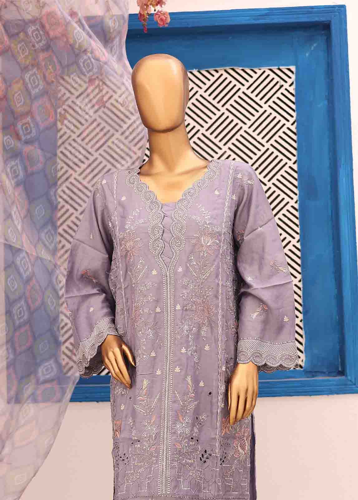 Bin Saeed Fabric - FSC-007- 3 Piece Embroidered Stitched Suit