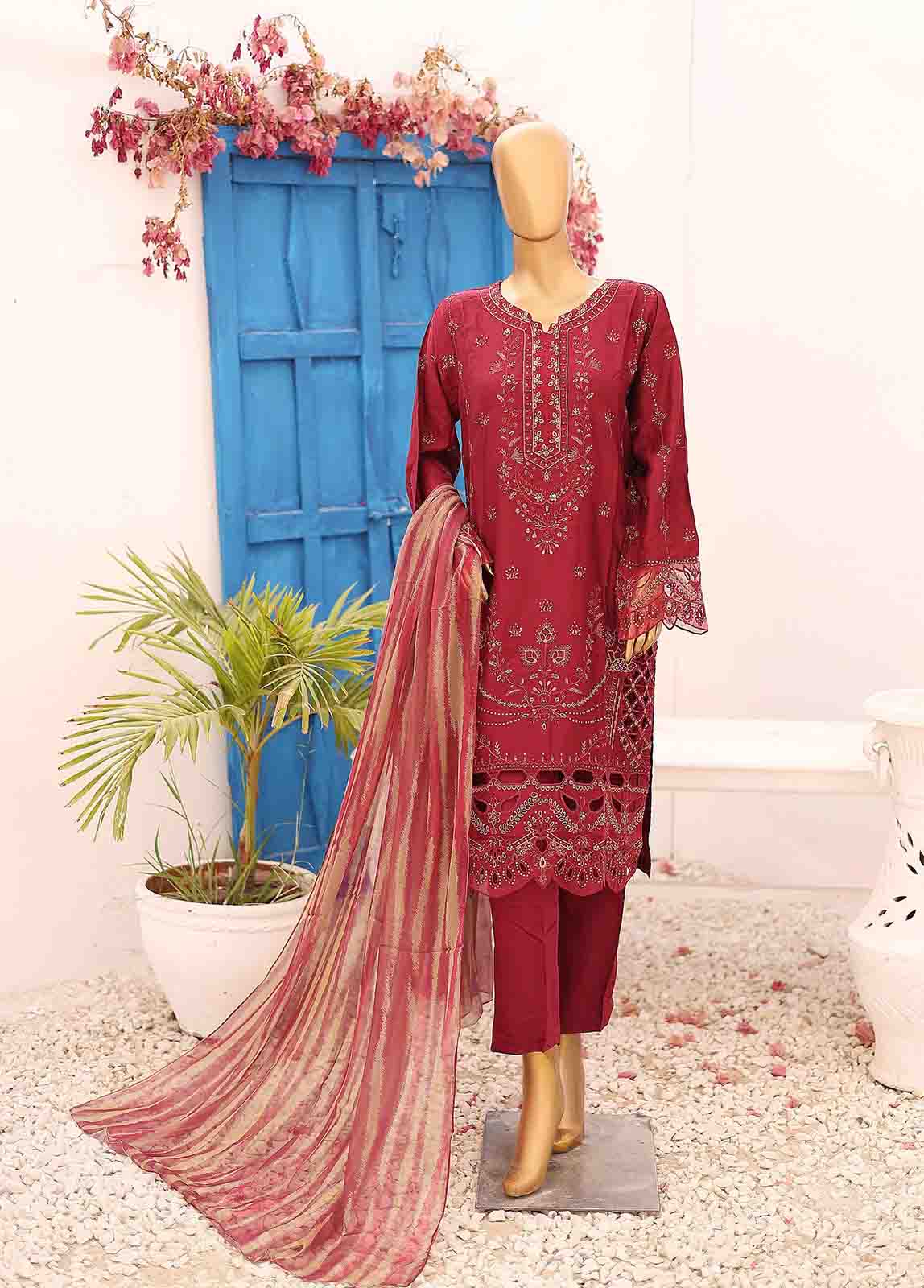 Bin Saeed Fabric - FSC-009- 3 Piece Embroidered Stitched Suit