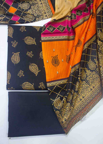 F&F-0011 A-3 Piece F&F Printed Unstitched Suit