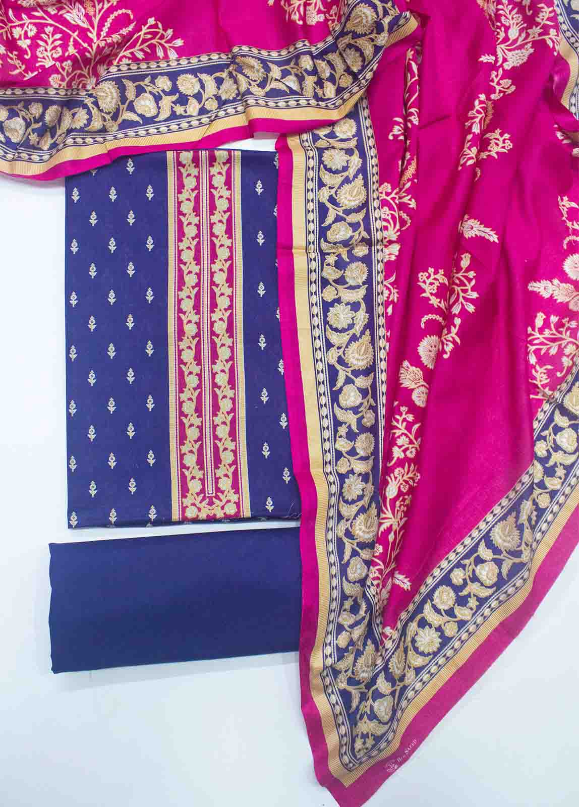 F&F-0015 A-3 Cotton Fariha & Farah Printed UnStitched Suit