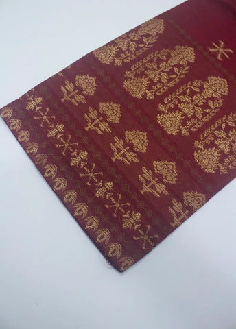3 Piece Embroidered Stitched Red Color Jacquard Cotton Shirt with Trouser & Dupatta