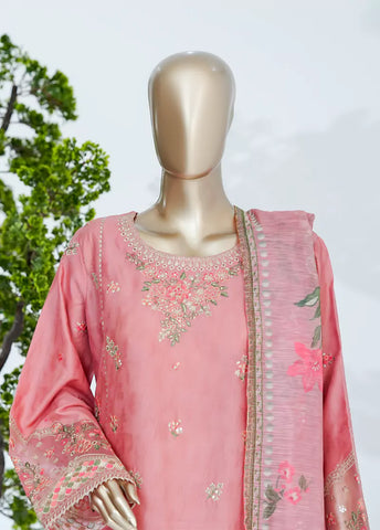 3 Piece Punch Pink Color Embroidered Jacquard Lawn Shirt with Embroidered Trouser & Dupatta