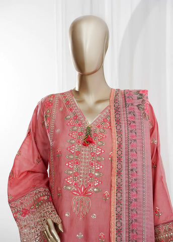 3 Piece Candy Pink Color Embroidered Jacquard Lawn Shirt with Embroidered Trouser & Dupatta