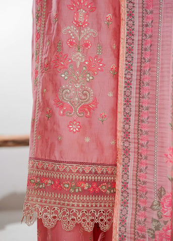 3 Piece Candy Pink Color Embroidered Jacquard Lawn Shirt with Embroidered Trouser & Dupatta