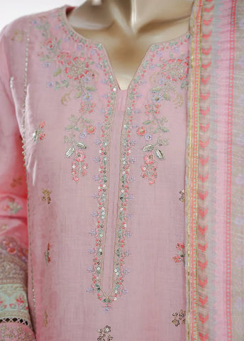 3 Piece Pastel Pink Color Embroidered Jacquard Lawn Shirt with Embroidered Trouser & Dupatta