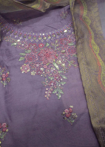 3 Piece Lilac Color Embroidered Jacquard Lawn Shirt with Trouser & Dupatta