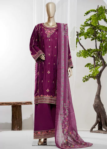 3 Piece Margenta Color Embroidered Jacquard Lawn Shirt with Embroidered Trouser & Dupatta