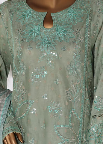 3 Piece Embroidred Stitched Mint Green Color Lawn Shirt with Embroidered Trouser & Dupatta