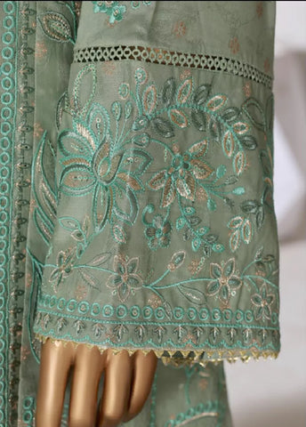 3 Piece Embroidred Stitched Mint Green Color Lawn Shirt with Embroidered Trouser & Dupatta