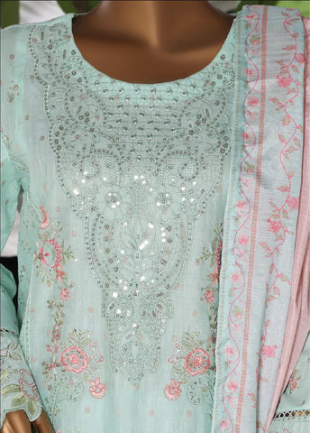 3 Piece Embroidred Stitched Mint Green Color Lawn Shirt with Embroidered Trouser & Dupatta