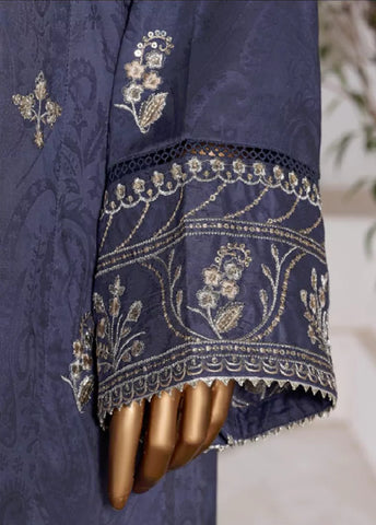 3 Piece Embroidred Stitched Purple Color Lawn Shirt with Embroidered Trouser & Dupata