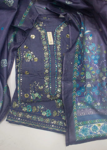 3 Piece Embroidred Stitched Purple Color Lawn Shirt with Trouser & Dupatta