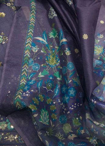 3 Piece Embroidred Stitched Purple Color Lawn Shirt with Trouser & Dupatta