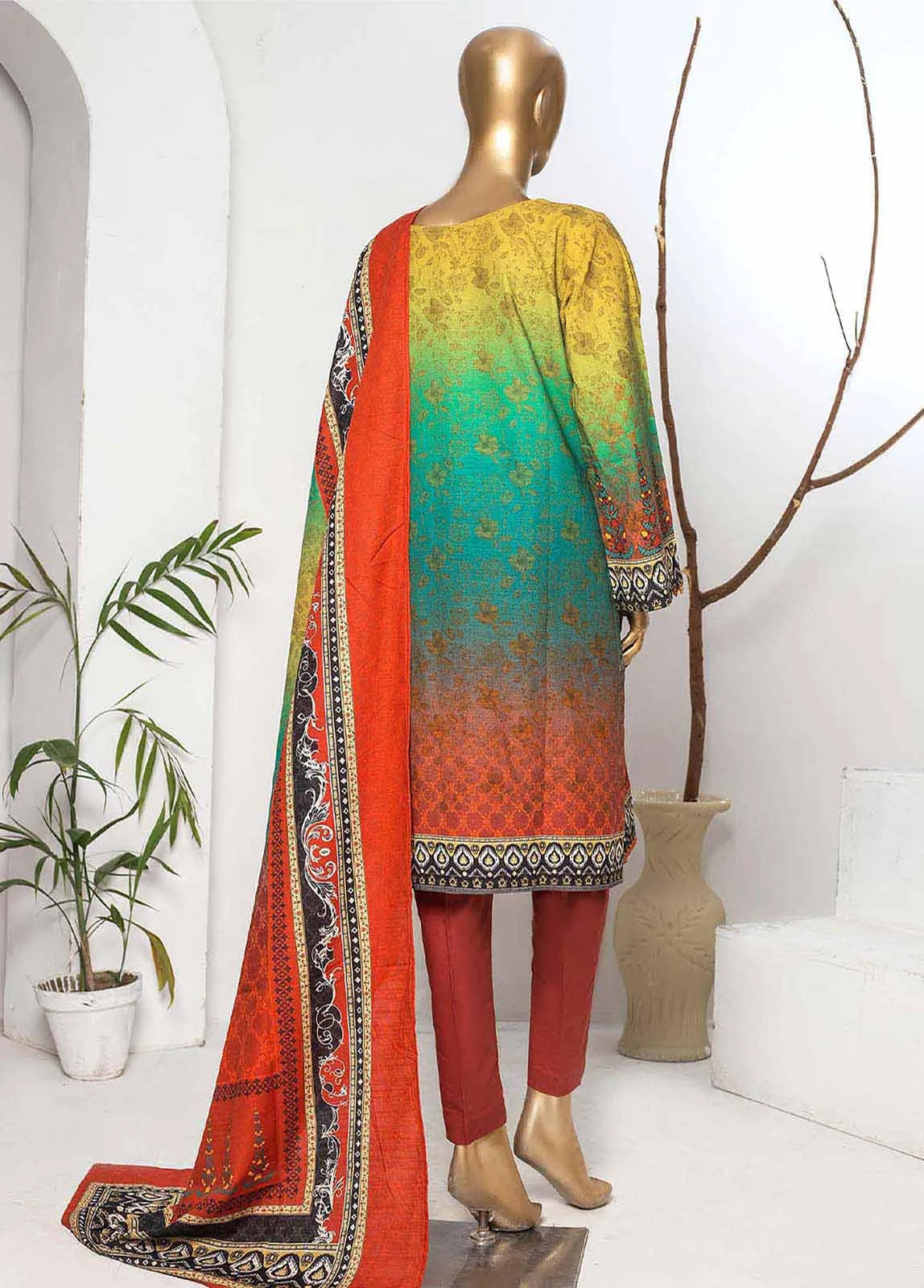 Bin Saeed Fabric - KFR-0004 - 3 Piece Printed Khaddar