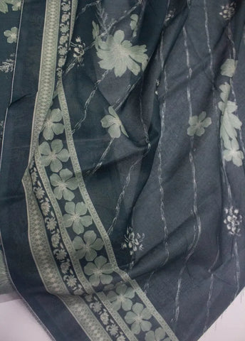 3 Piece Printed Grey Color Khaddar Unstitched Suit
