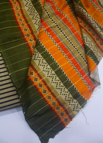 3 Piece Printed Sand Brown Color Khaddar Unstitched Suit