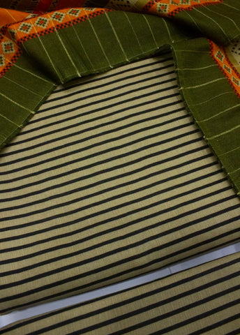 3 Piece Printed Sand Brown Color Khaddar Unstitched Suit