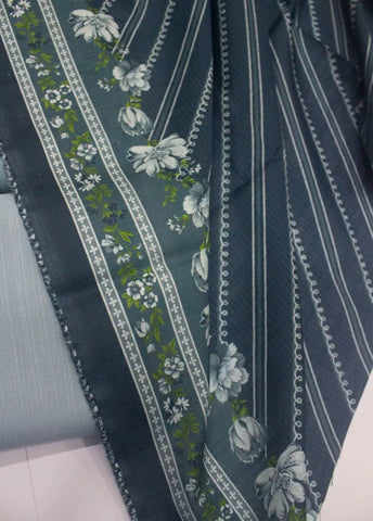 3 Piece Printed Ice Blue Color Khaddar Unstitched Suit