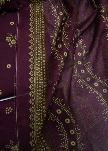 3 Piece Printed Plum Color Khaddar Unstitched Suit