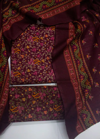 3 Piece Printed MultiColor Khaddar Unstitched Suit