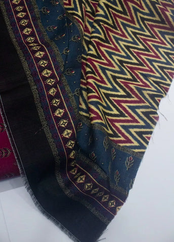 3 Piece Printed Shocking Pink Color Khaddar Unstitched Suit