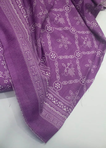 3 Piece Printed Lilac Color Khaddar Unstitched Suit