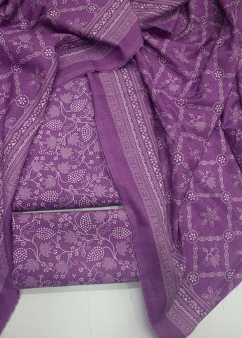 3 Piece Printed Lilac Color Khaddar Unstitched Suit