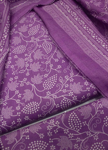 3 Piece Printed Lilac Color Khaddar Unstitched Suit