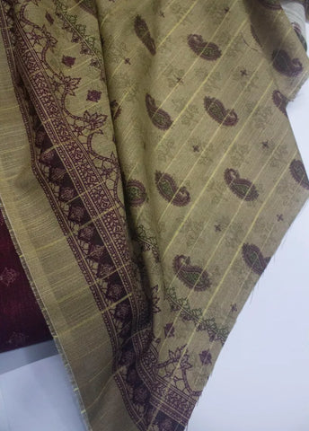 3 Piece Printed Maroon Color Khaddar Unstitched Suit