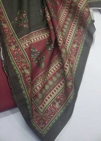 3 Piece Printed Punch Pink Color Khaddar Unstitched Suit