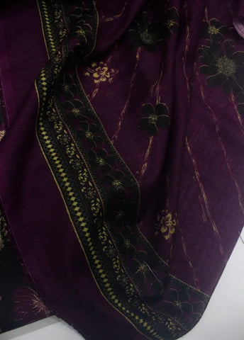 3 Piece Printed Black Color Khaddar Unstitched Suit