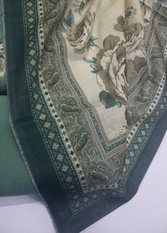 3 Piece Printed Mint Green Color Khaddar Unstitched Suit