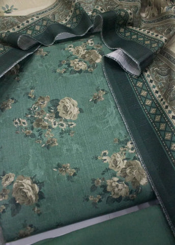 3 Piece Printed Mint Green Color Khaddar Unstitched Suit